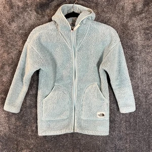 Chaqueta The North Face Niñas 7/8 Azul Claro Sherpa Vellón Capucha Cremallera Completa Abrigo - Imagen 1 de 11