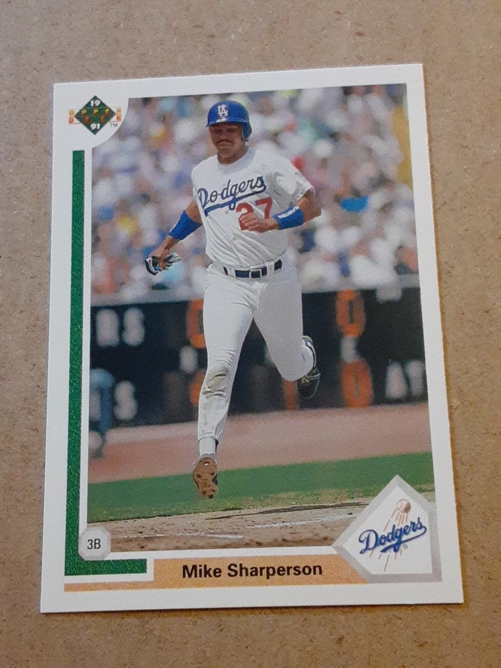 Mike Sharperson Los Angeles Dodgers 1991 Upper Deck #598 MLB Baseball Card LA 3B - Image 1 of 4