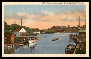 Postcard Harbor Scene Looking South, Kenosha, Wisconsin - Picture 1 of 2