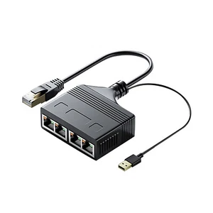 NEW 1 to 4 Socket RJ45 Ethernet Cable LAN Network Internet Splitter Adapter 1:4 - Photo 1/13
