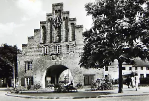 RELOJ RPPC NORDERTOR CITY GATE FLENSBURG ALEMANIA FOTO POSTAL SIN PUBLICAR AÑOS 50 - Imagen 1 de 3