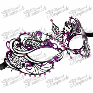 Women Extravagant Luxury Venetian Masquerade Mask Pink Rhinestones and Glitter - Picture 1 of 4