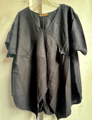 ✩Fab Gothic Boho *HAMPSTEAD BAZAAR* Black Oversized Cross Over Kaftan Top Plus✫ - Image 1 of 4