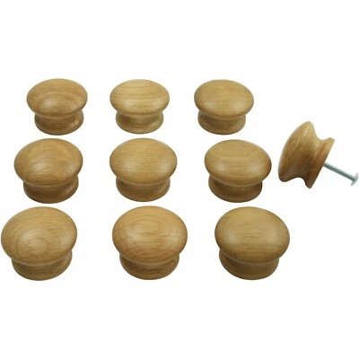 10 x Solid Oak Wooden Door / Drawer Knobs | kitchen cupboard cabinet handle 44mm - Image 1 of 4