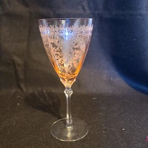 FOSTORIA "JUNE" ELEGANT PINK CRYSTAL STEMWARE WATER GOBLETS/GLASSES - Picture 1 of 3