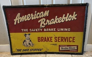 ORIGINAL American Brakeblok Metal Advertising Sign 35 X 20 - Picture 1 of 13