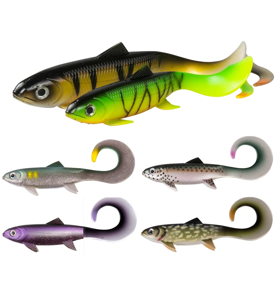 DAM Effzett LB Pike Seducer Curl Tail Loose Body 2er Pack 18cm/23cm Swimbait Aal - Bild 1 von 1