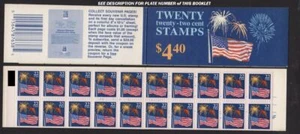 1987 Flag & Fireworks Sc BK156 booklet (Sc 2276a 22c pane of 20) no plate number - Picture 1 of 1