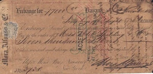 E5250 ESPAÑA ESPAÑA. 1863 CHEQUE BANCARIO DE CAMBIO MORA ALFONSO EE. UU. - Imagen 1 de 2