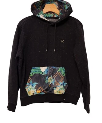 Sudadera con Capucha Hurley Negra Acento Tropical Salpicaduras Patinador Sudadera Pequeña Ver Desc. Foto 1 de 4