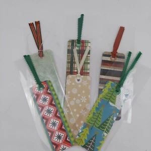 Handmade Christmas Bookmarks - Set of Six, Assorted Designer Papers  #1212C - Picture 1 of 2