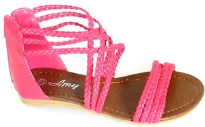  Girls Kids Multi Color Roman Thong Gladiator Sandals Flats Strapy Shoes Sz 11-4 - Picture 1 of 24