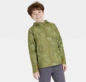 Boys' Rain Jacket - All in Motion Size 10/12 Aspiring Olive Green Color - Picture 1 of 2