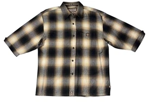 Dyse One Streetwear Men's Flannel Design Brown Tones Shirt Medium Short Sleeve - Picture 1 of 11
