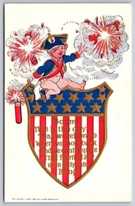 AK Patriotischer 4. Juli Kinderschild Böllerschild *7914 - Bild 1 von 2