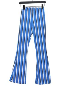 Topshop Women's Leggings UK 6 Blue Striped 100% Polyester Full length - Picture 1 of 8