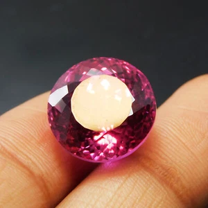 Natural Pink Ring Size Round Shape Ruby 21.85 Ct CERTIFIED Rare Loose Gemstone - Picture 1 of 14
