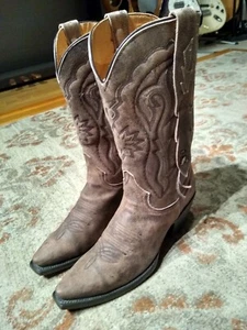 STETSON DISTRESSED SOFT BROWN LEATHER SNIP TOE COWGIRL BOOTS #6103 WOMENS SIZE 8 - Picture 1 of 12