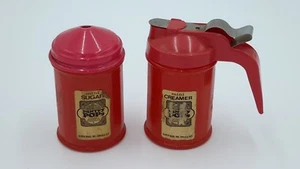 GEMCO-Ware Vintage 1970's Pantry Pops USA Red Sugar And Creamer Set Glassware - Picture 1 of 5