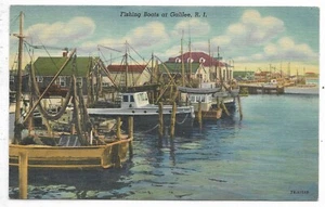 Galilee Rhode Island Fishing Boats Unused Topographical Postcard - Picture 1 of 2