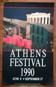 1990 Vntg Grecia Festival D'athenes Atene Festival Poster Viaggi Arti Epidauro - Foto 1 di 4