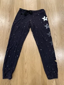 Girls’s Global Love Black Sweatpants - Size Medium Silver, Bronze Stars & Bolts - Picture 1 of 8