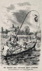 c1850 LONDON RIVER THAMES - EEL FISHING Original Antique Print - Picture 1 of 2