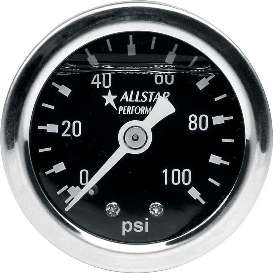 ALLSTAR #80206 GAUGE 0-100 PSI MECHANICAL 1-1/2 ANALOG LIQUID FILLED 1/8 NPT BLK - Image 1 of 1