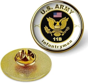 Gold U.S. Army MOS Infantryman 11B Lapel Pin Tie Suit Shirt Lapel Pin Patriotic - Picture 1 of 3