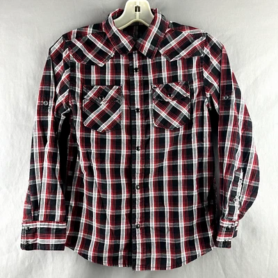 Camisa a Presión Helix Boys Perla Manga Media Larga Transición Roja Cuadros Western Foto 1 de 4