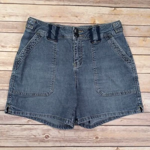 Pantalones Cortos de Jean Baccini 8 Azul Denim Tiro Alto Pestañas con Botones - Imagen 1 de 5