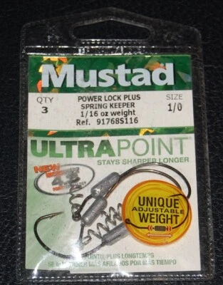 Mustad 91768S116-10 Power Lock Plus Spring Keeper 1/16oz Weight 1/0 Hook - Image 1 of 2