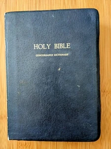 1977 Holy Bible Blue Dictionary Concordance KJV Red Letter Edition Leather - Picture 1 of 5