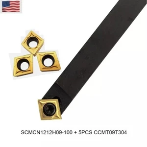 Portaherramientas de torneado de torno 1/2 SCMCN1212H09-100 + 5 PIEZAS Inserto de carburo CCMT09T308 - Imagen 1 de 8