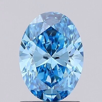 1 CT-VS1 Blue Color Oval Shape Lab Grown Diamond For Engagement & Wedding Ring - Image 1 of 2