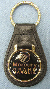 Gold tone Mercury GRAND MARQUIS #4129 Leather Key Ring 1980 1981 1982 1983 1984 