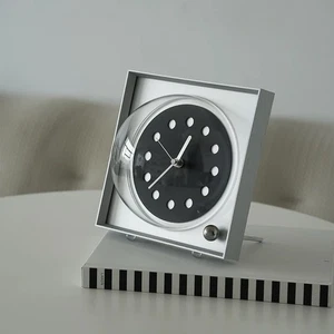 Black Bauhaus Silent Quartz Desk Clock Minimalist Tabletop Decor - Picture 1 of 6