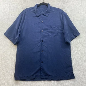 Camisa Tommy Bahama Para Hombres Grande Azul Seda Ajuste Original Campamento Botón Delantero Informal - Imagen 1 de 11