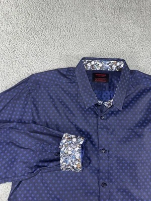 Jared Lang After Hours Shirt Men Large Button Up Geometric Floral Flip Cuff - Image 1 of 4