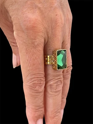 Anello artigianale realizzato in argento placcato in oro - Immagine 1 di 4