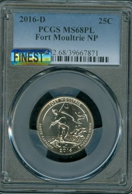 2016 D FORT MOULTRIE PCGS MS68 PL MAC FINEST & SPOTLESS  RARE POP 2 . - Image 1 of 2