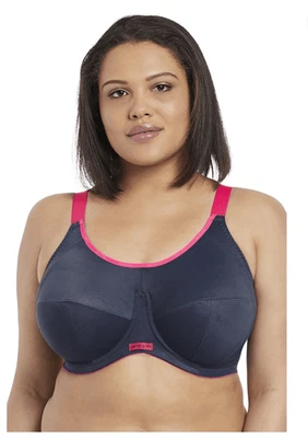 Sujetador deportivo con aros ELOMI para mujer azul marino y rosa Energise talla 40DD/40E Foto 1 de 4