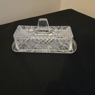 Crystal Covered Butter Dish Classic Clear Glass 2-Piece Design Butter Keeper - Image 1 of 4