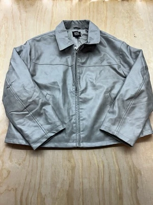 Jaqueta BDG Urban Outfitters Pu Dex couro sintético cinza GG nova com etiquetas forro acolchoado - Imagem 1 de 4