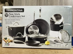 Tramontina 12-teiliges Antihaft-Kochgeschirr-Set mit zwei Utensilien gebraucht ex Con - Bild 1 von 14