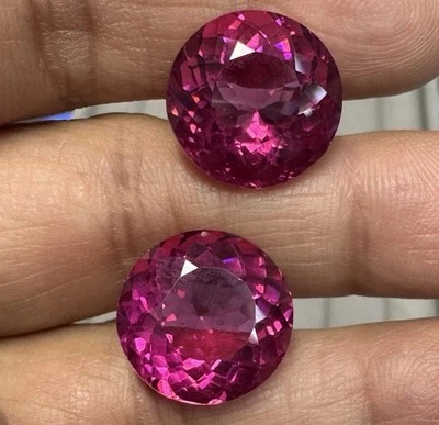 24 Ct Perfect Pair Rubilte Round Lab Loose Handcrafted 15 mm For DIY - Image 1 of 3