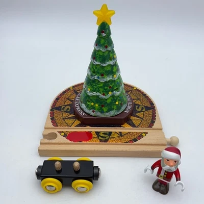 BRIO Wooden Train Polar Express North Pole Light-up Christmas Tree Santa WORKS - Image 1 of 4