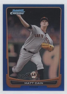 2012 Bowman Chrome Blue Refractor /250 Matt Cain #195 - Image 1 of 2