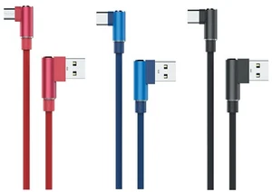 2A Ladekabel 90 Grad Winkel Stecker 3 METER für iPhone Micro-USB Typ-C USB-C - Picture 1 of 4