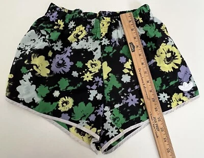 Adidas Originals Floral Satin Track Shorts Gym Women’s size Small Inseam 2”. - Image 1 of 4